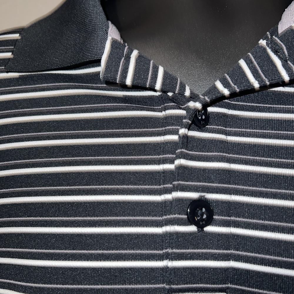 Under Armour HeatGear Polo Shirt Men's LG Tall Black White Stripe Loose Golf L - Picture 3 of 9